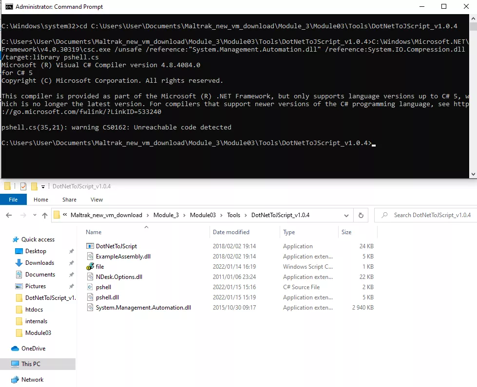 csc.exe compile pshell.cs to pshell.dll